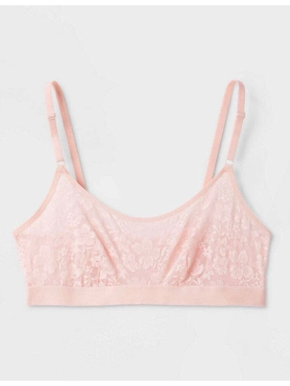 Auden Pink Floral Lace Bralette Wireless Adjustable Straps Size M NWT